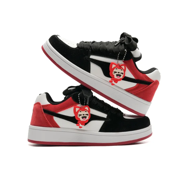 ALI THE FOX Anti Slip Wear Resistant Lightweight Breathable Low Top Skateboard Shoes Women's Black Red Box Included-3