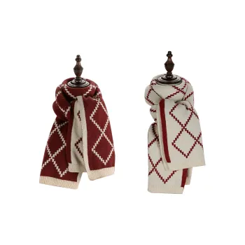 Narandu Acrylic Knit Scarves Women's Red & Beige