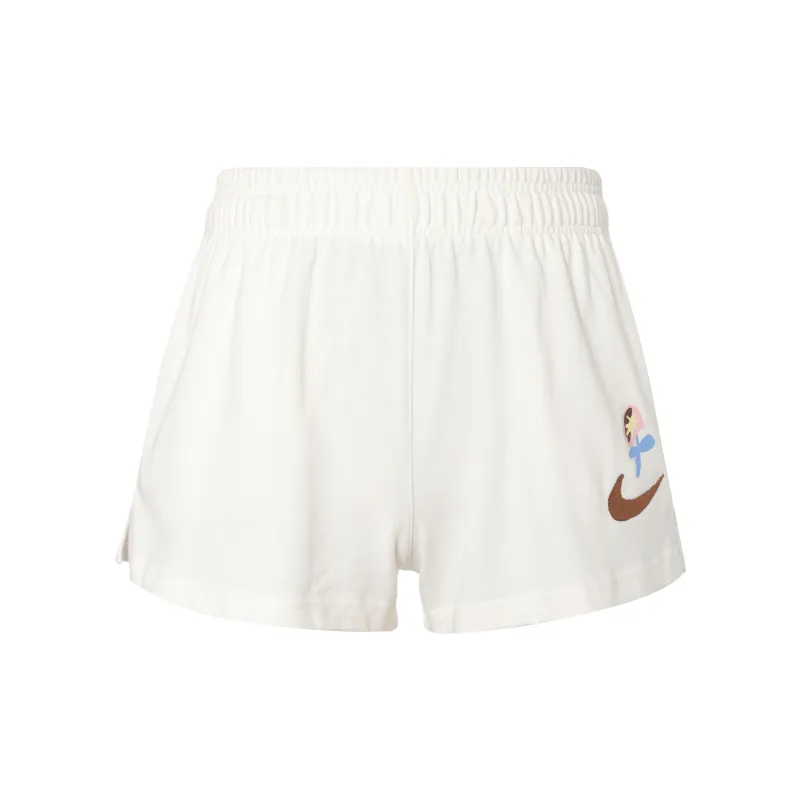 Nike Sportswear Women's Logo Print Elastic Shorts 'Sail White'-1