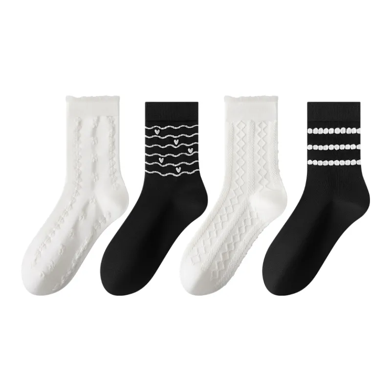 MIIOW Mid Calf Socks Women's 4 Pack-0