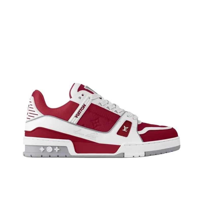 LOUIS VUITTON Trainer Low Top Skateboard Shoes Men's Red-1