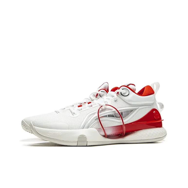 LiNing Speed 8 Premium Cushioned Slip Resistant Low Top Basketball Shoes Men's White Red-2