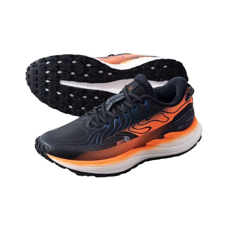 XTEP Cushioning Breathable Low-Top Training Running Shoes Men's Black Orange-3