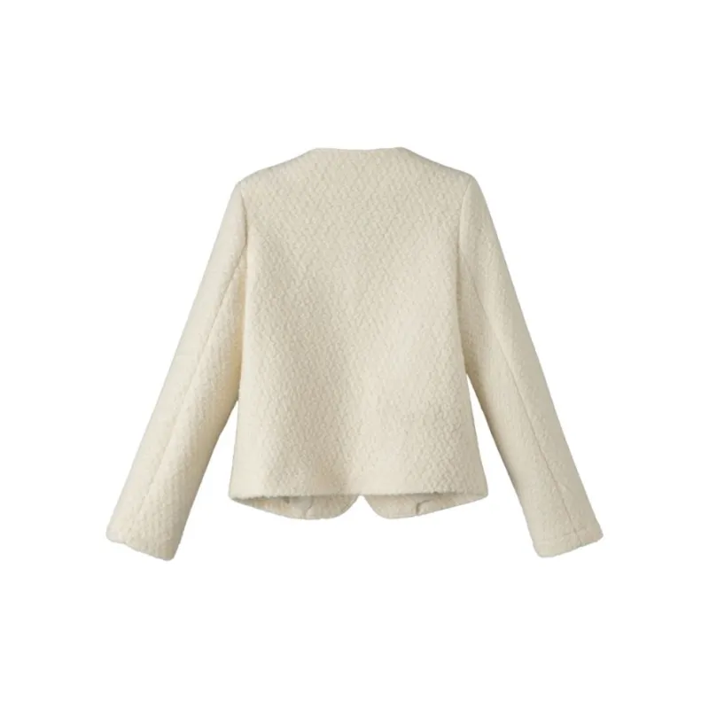 Late White Cropped Coat Women's Ecru-1