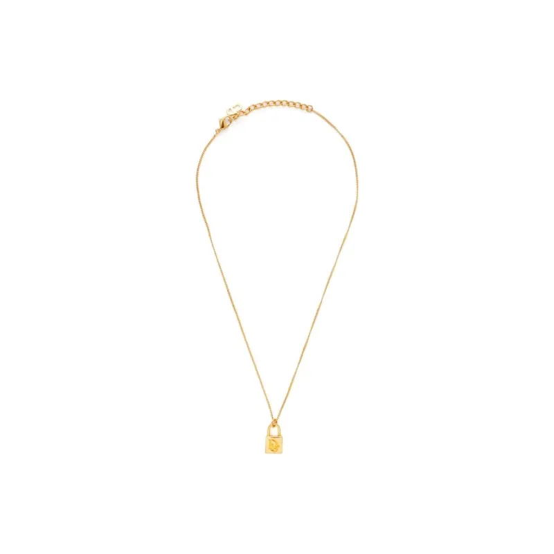 DIOR Gold-plated Padlock Pendant Necklace-1