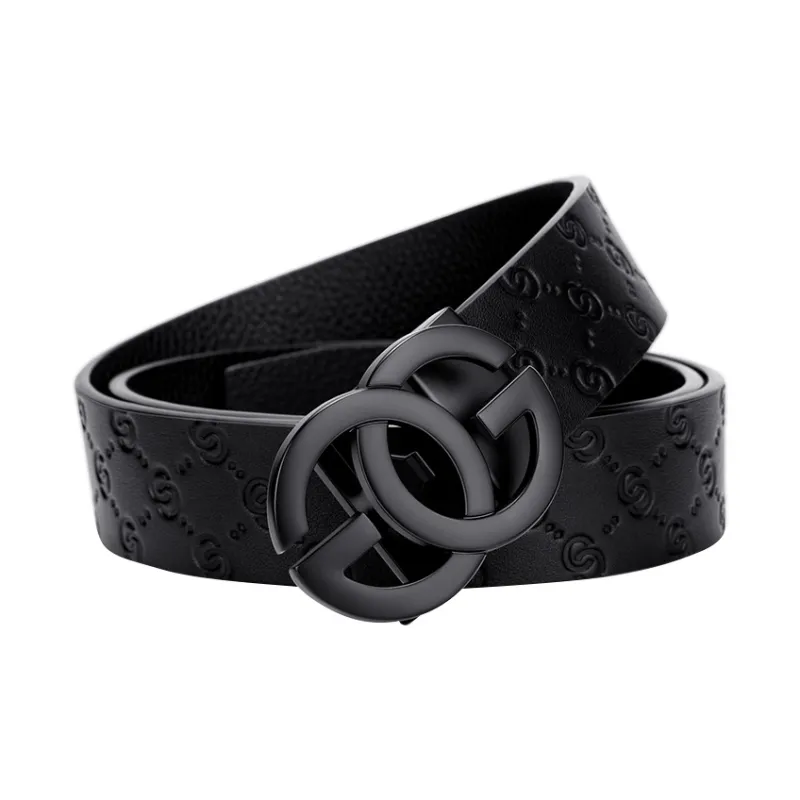 POLO Cow Leather Belts Men's Electrophoresis Black Width 3.5cm-1
