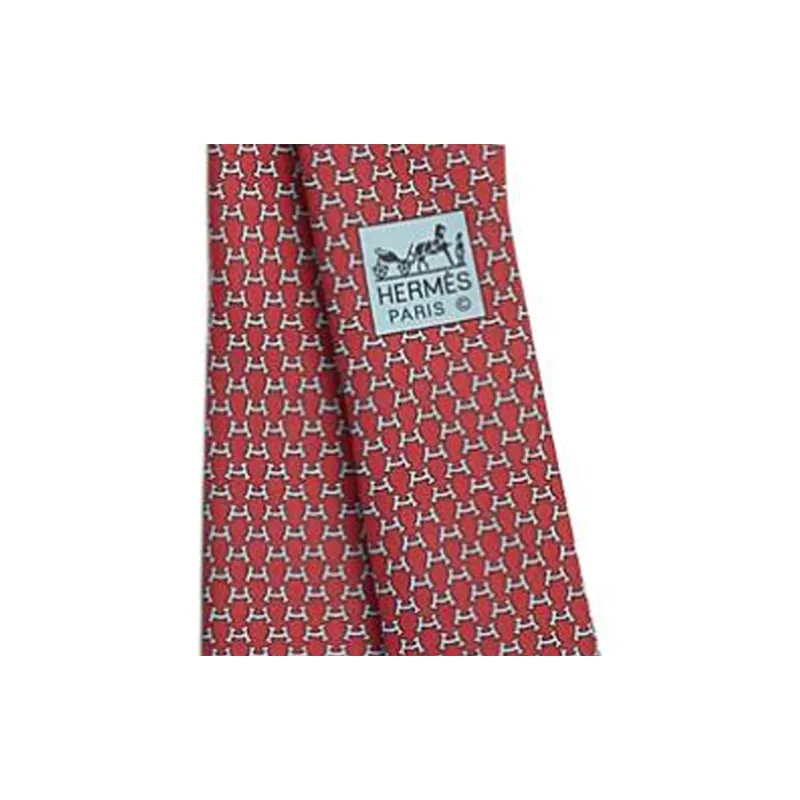 HERMES Mulberry Silk Ties Men's Red-1