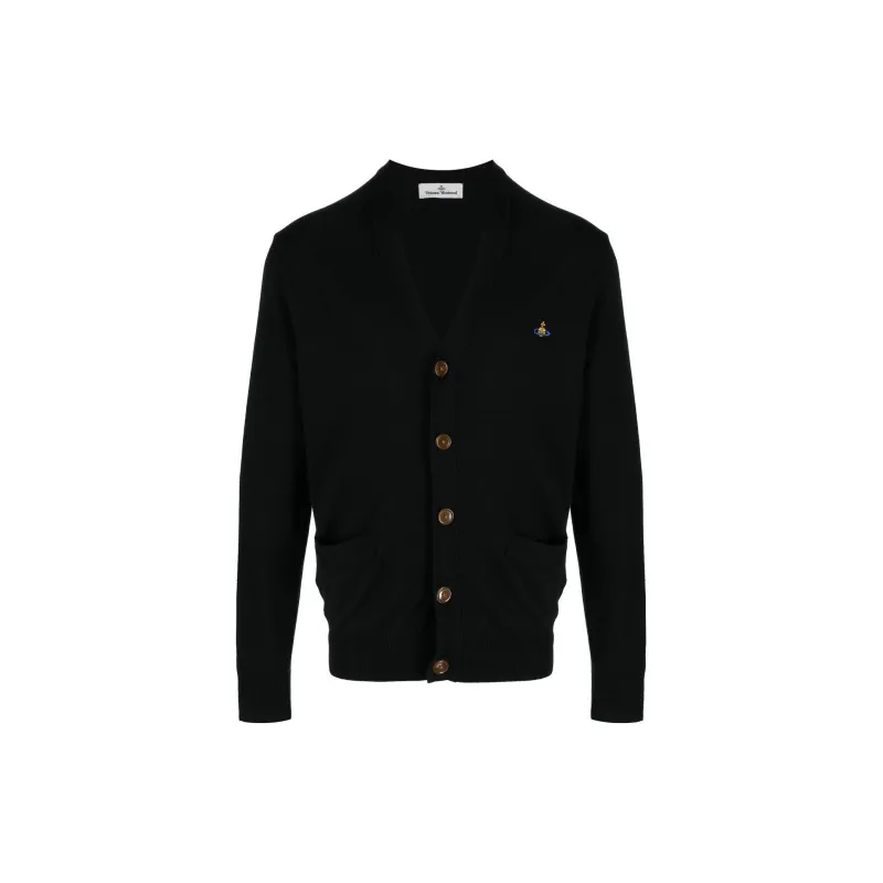 Vivienne Westwood Orb Logo Embroidered V Neck Cardigan-1