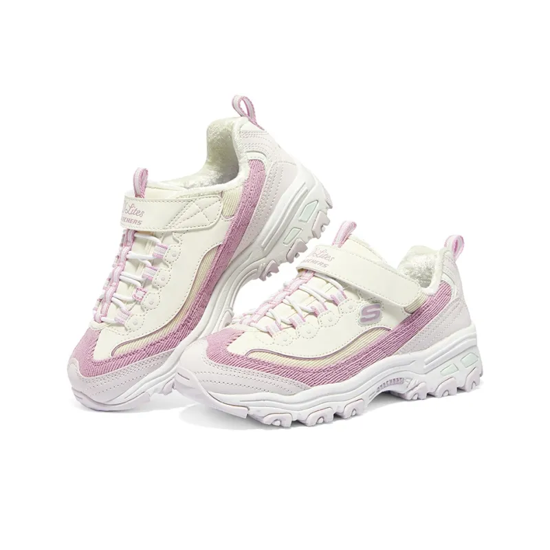 Skechers Girls Slip Resistant Cushioning Abrasion Resistant Thermal Kids Lifestyle Shoes White Lavender Teenagers-2