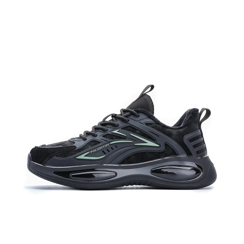 POLUDIYIPI Running Shoes Men Low Top Black Pea Green-1