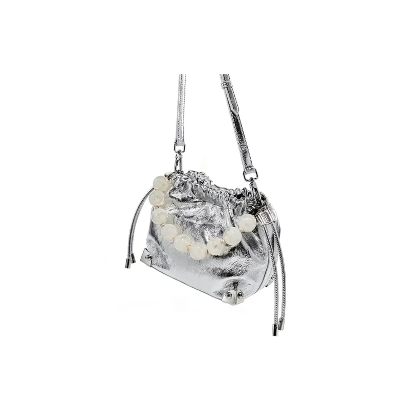 Carnival Keep Cow Leather Handbag Shoulder Bag Regular Women's Silver/Black/Ecru-2