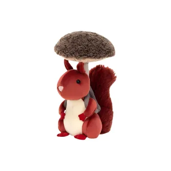 JELLYCAT Forest Animal Collection Mushroom Picking Little Squirrel Dolls Plush Doll 20cm High
