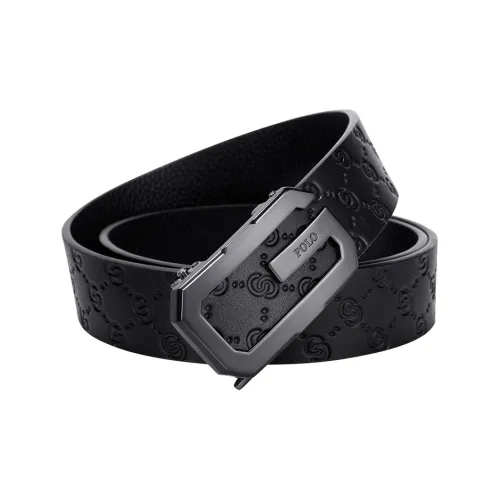 POLO Cow Leather Leather Belts Men's Matte Gunmetal Width  3.5cm