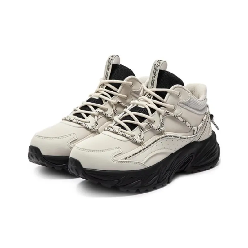 361° Anti Slip Wear Resistant Mid Top Casual Shoes Women's Beige Black-1