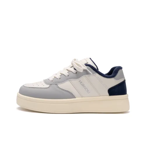 HUANQIU Warm Slip Resistant Low Top Skateboard Shoes Women's Beige Blue