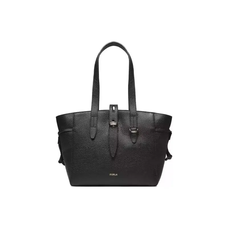 Furla Calfskin One Shoulder Handbags Medium Size Women's Black-1