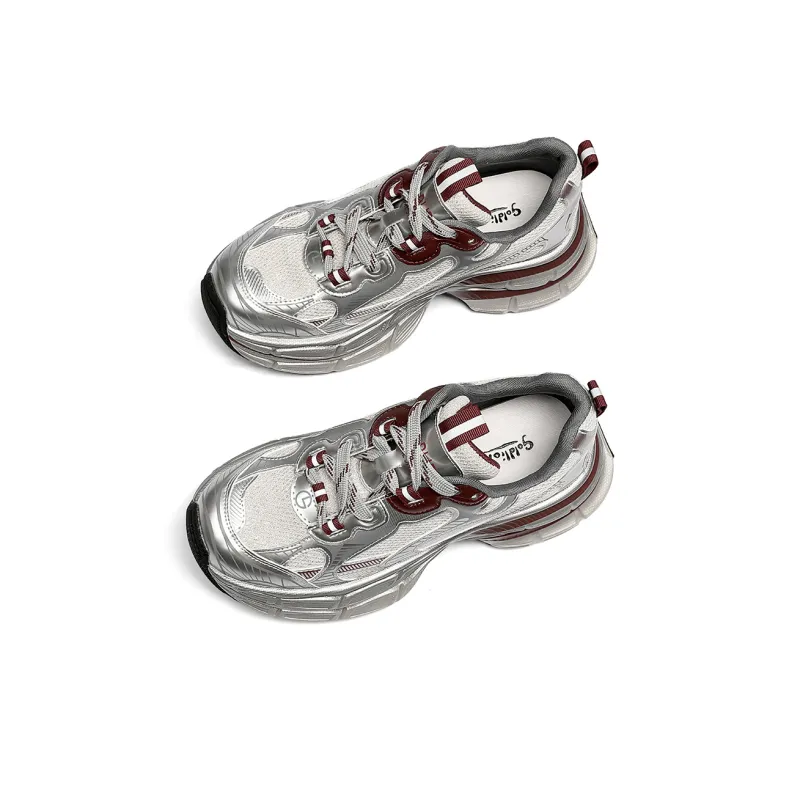 GOLDLION Low Top Chunky Sneakers Women's Burgundy-2