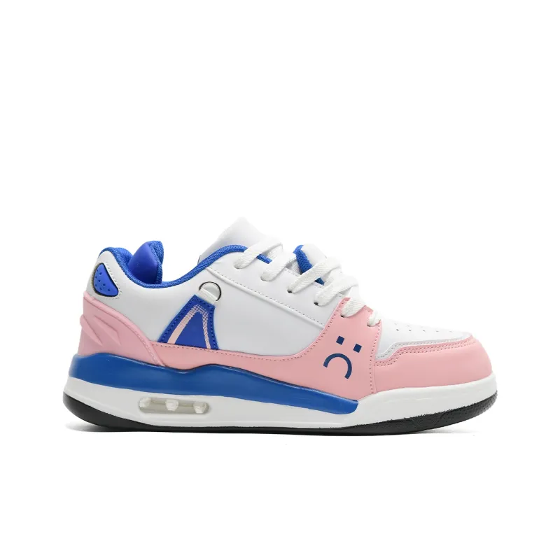 ALI THE FOX Slip Resistant Cushioning, Lightweight, Breathable Balance Low Top Skateboard Shoes Unisex White Pink Blue-3