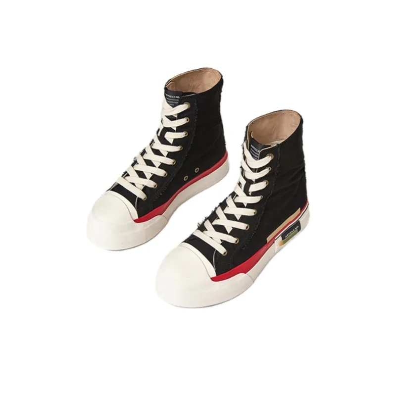 ARTICLE NO. Abrasion Resistant High Top Canvas Shoes Unisex Black Red-2