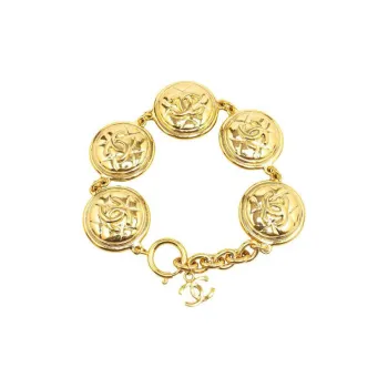 CHANEL 1980s Cc Button Charm Bracelet