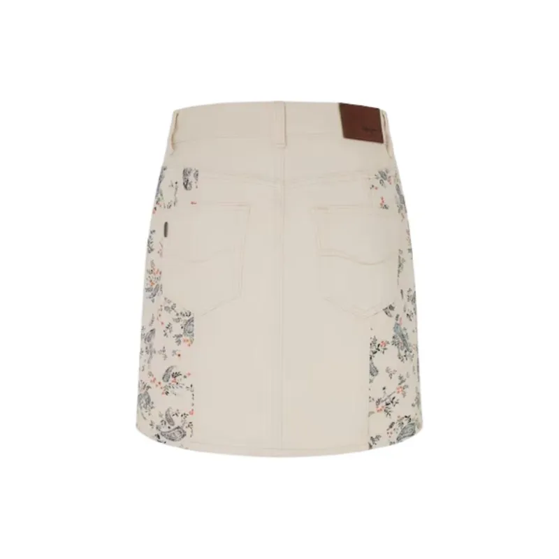 Pepe Jeans Denim Short Skirts Women's Light Beige-1