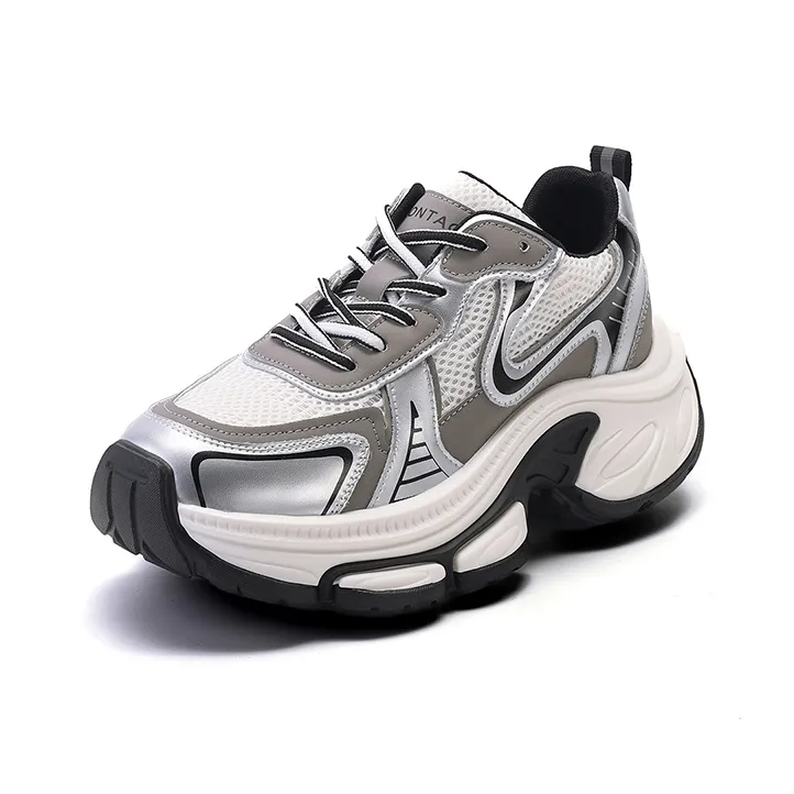 Montagut Chunky Sneakers Women's Low Top Burgundy/Silver-1
