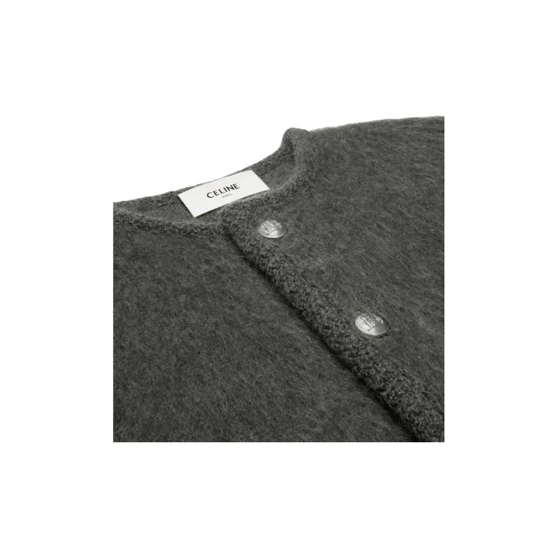 CELINE Cardigan Jacket In Brushed Mohair-4