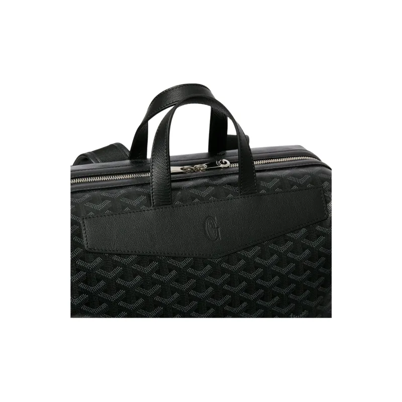 GOYARD Cisalpin Canvas With Calfskin Backpack Unisex Pitch Black-2