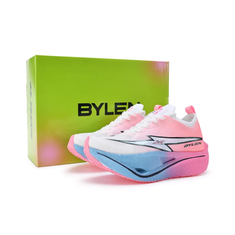 BYLEN Cushioning, Slip Resistant, Rebound Low Top Casual Running Shoes Unisex Pink Luck At The Forehead-1