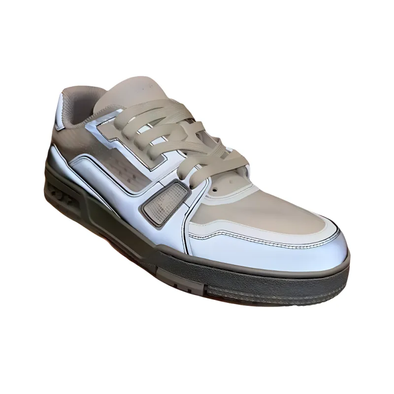 LOUIS VUITTON Trainer CUP Low-Top Skateboard Shoes Men's Silver Gray-2
