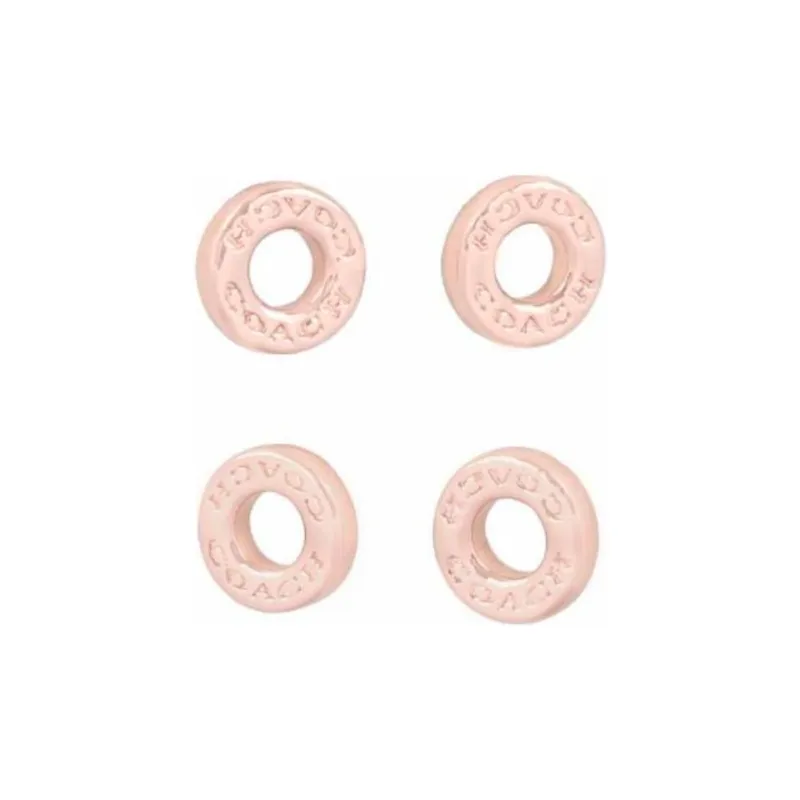 COACH Brass, Resin, Glass, Cubic Zirconia, Titanium Post Stud Earrings Women's Rose Gold-1