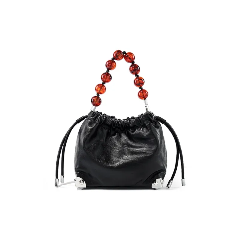 Carnival Keep Cow Leather Handbag Shoulder Bag Regular Women's Silver/Black/Ecru-6