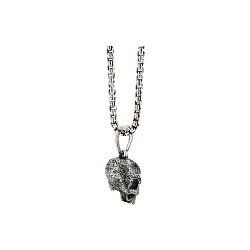 David Yurman Sterling Silver Memento Mori Skull Diamond Amulet 18mm-2