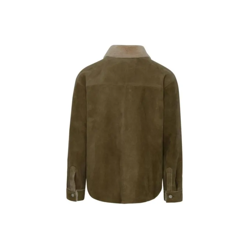 ISABEL MARANT Shearling Trim Buttoned Shirt Jacket-1