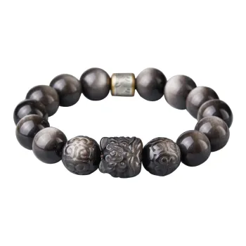 Moonstone Edge Obsidian Bracelets Men's