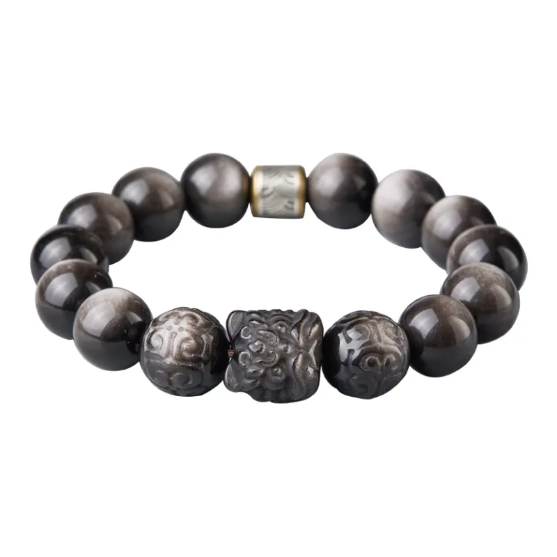 Moonstone Edge Obsidian Bracelets Men's-0