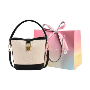 Aini Rabbit PU Portable Bucket Bag Shoulder Bag Crossbody Bag Regular Women's Black/Brown