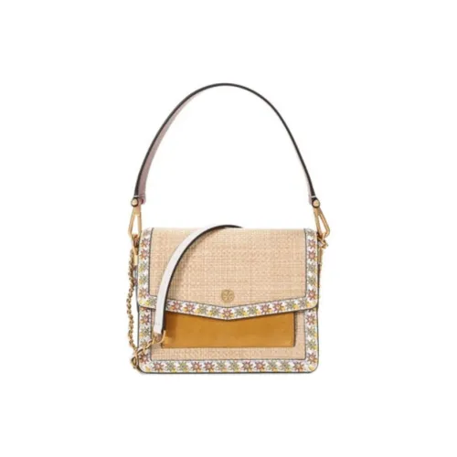 TORY BSA53305942 Robinson Straw With Leather Handbag Women's Yellow