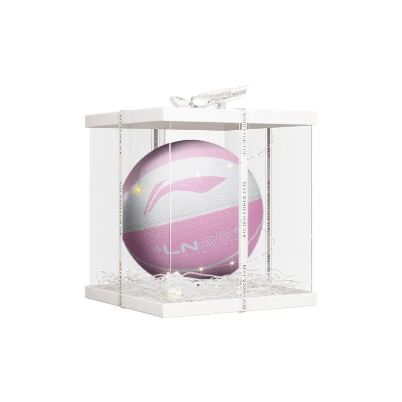 LiNing Rubber Basketball White Pink Size 5 Size 6 Size 7 Training Match Unisex-5
