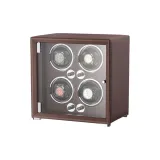 High-Quality Leather 4 Watch Slot-Crazy Horse Brown-Five Setting Open-Stop Automatic Wind-Battery Compartment