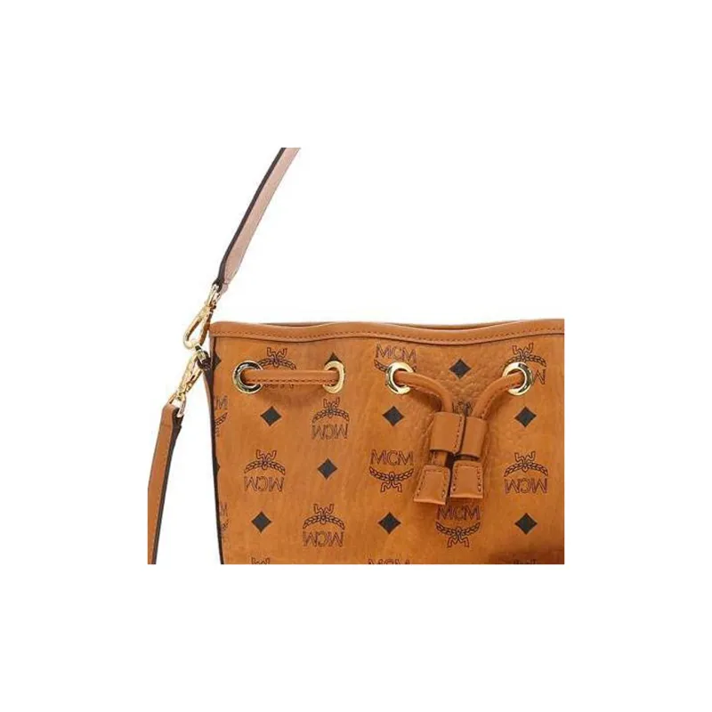 MCM Canvas Bucket Bag, One Shoulder Handbag, Crossbody Bag Regular Women's Cognac-3