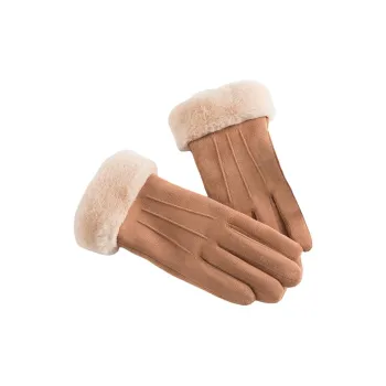 H YXIANG Suede Knit Gloves Women's