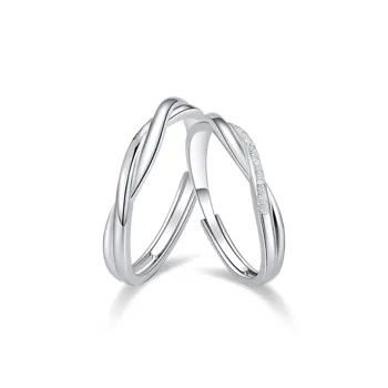 WANLIACC S999 Fine Silver Mobius Loop Couple Rings Unisex