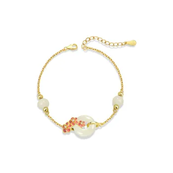 CANHUI S925 Silver Encounter Peach Blossom Peace Buckle Bracelet Women's