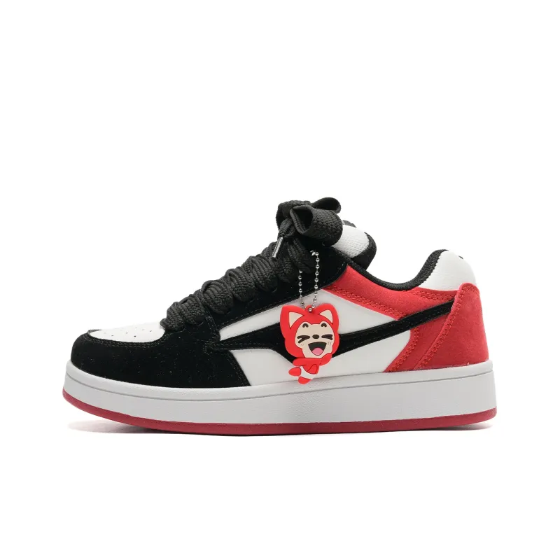 ALI THE FOX Anti Slip Wear Resistant Lightweight Breathable Low Top Skateboard Shoes Women's Black Red Box Included-1