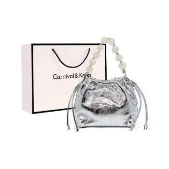Carnival Keep Cow Leather Handbag Shoulder Bag Regular Women's Silver/Black/Ecru