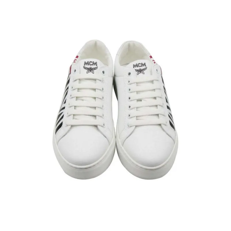 MCM Logo Low Top Skateboard Shoes Women's White-3