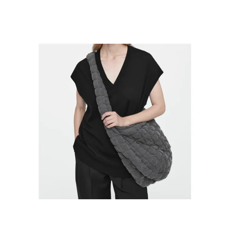 COS Polyester Cloud Bag Portable Crossbody Bag Shoulder Bag Large Size Unisex Gray-2