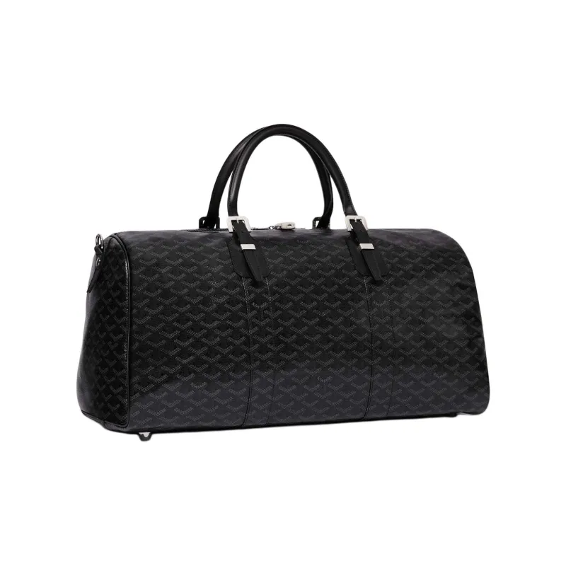 GOYARD Boston Canvas With Calfskin One Shoulder Crossbody Portable Travel Bag Unisex Pitch Black-0