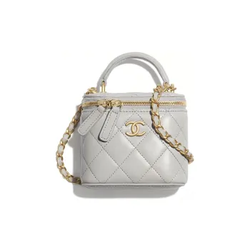 CHANEL Lambskin Box Bag, Shoulder Bag, Crossbody Bag Women's Gray